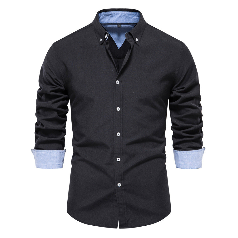 Men's Fashion Casual All-matching Solid Color Long-sleeved Top