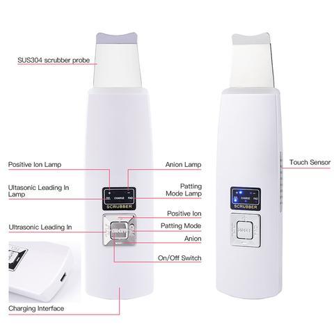 Ultrasonic Skin Scrubber Face Cleanser Blackhead Acne Removal Facial Spa Vibration Massager Ultrasound Peeling Clean Machine 394