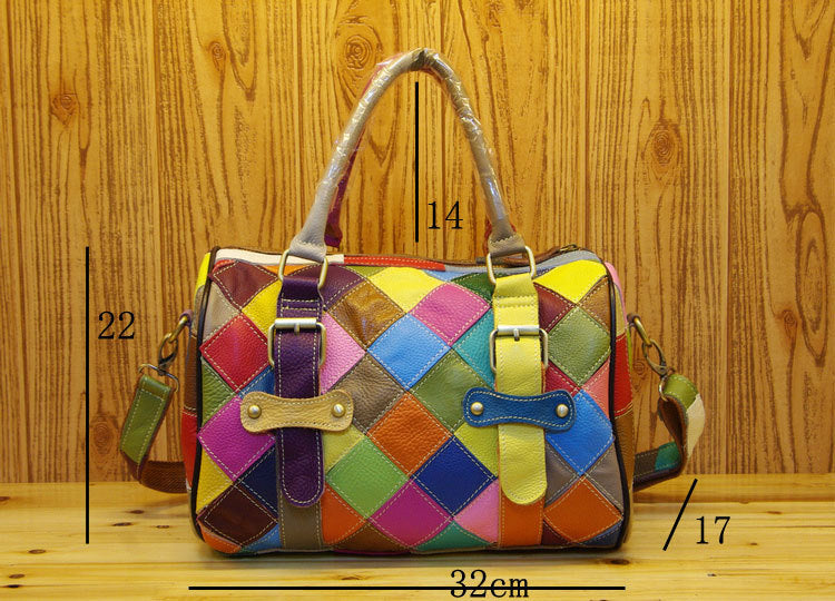 Handmade Color Contrast Colorful Lattice Box Bag