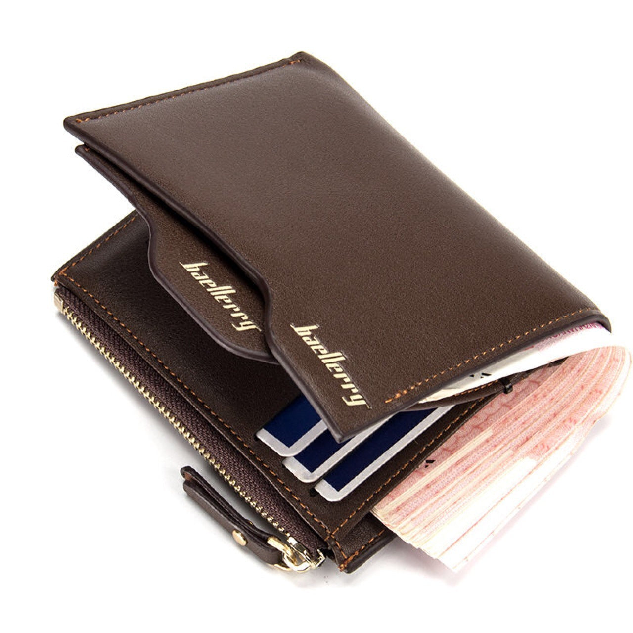 Men's Multifunction Card Zipper Short Wallet