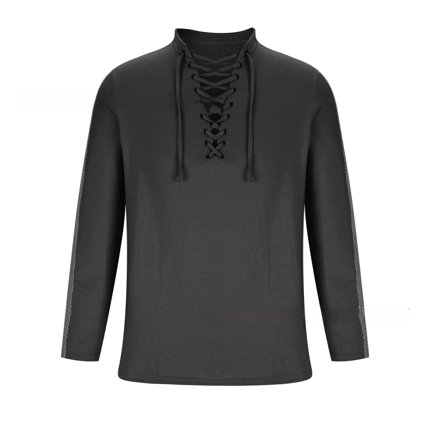 Mesh Long-sleeved Solid Color Collar Top