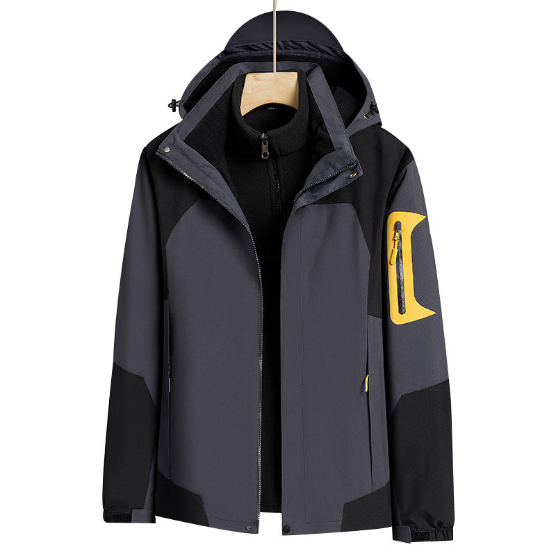 Three-in-one Removable Liner With Velvet Thickening Windproof Waterproof Jacket