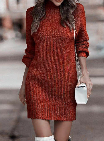 Women's Turtleneck Long Sweater Winter Fashion Long Sleeve Sweater Dress