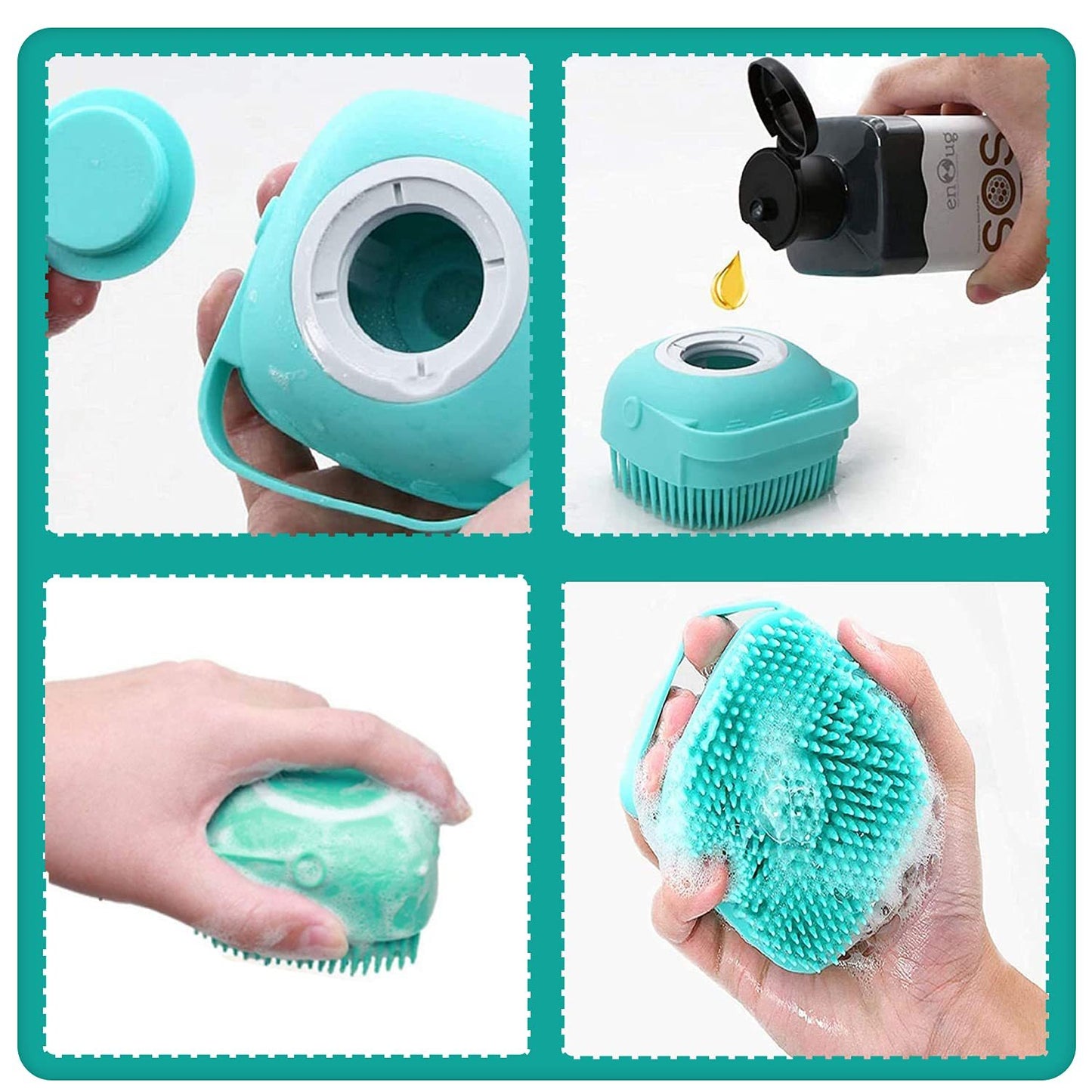 Pet Grooming Brush With Soap Dispenser For Dogs And Cats  Soft Silicone Bristles, Long Short Hair Friendly