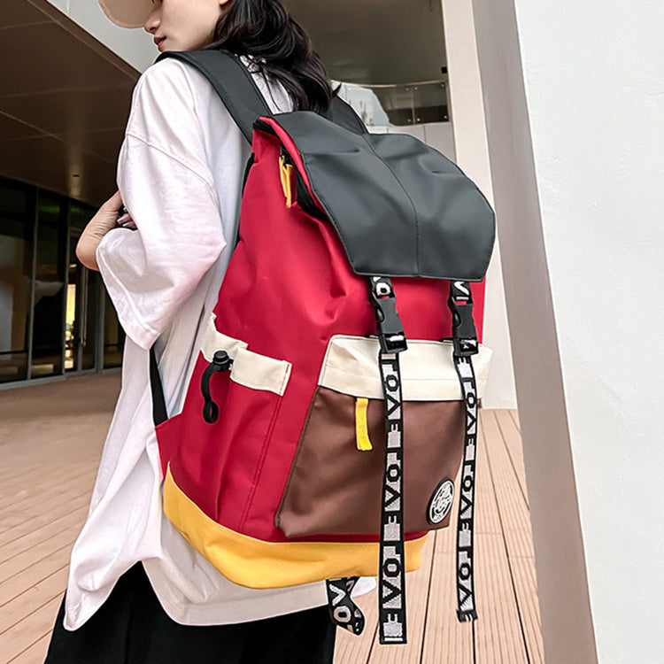 New Color Matching Backpack Fashion Outdoor Travel Bags Men Women Personality Middle Junior High School Student Schoolbags