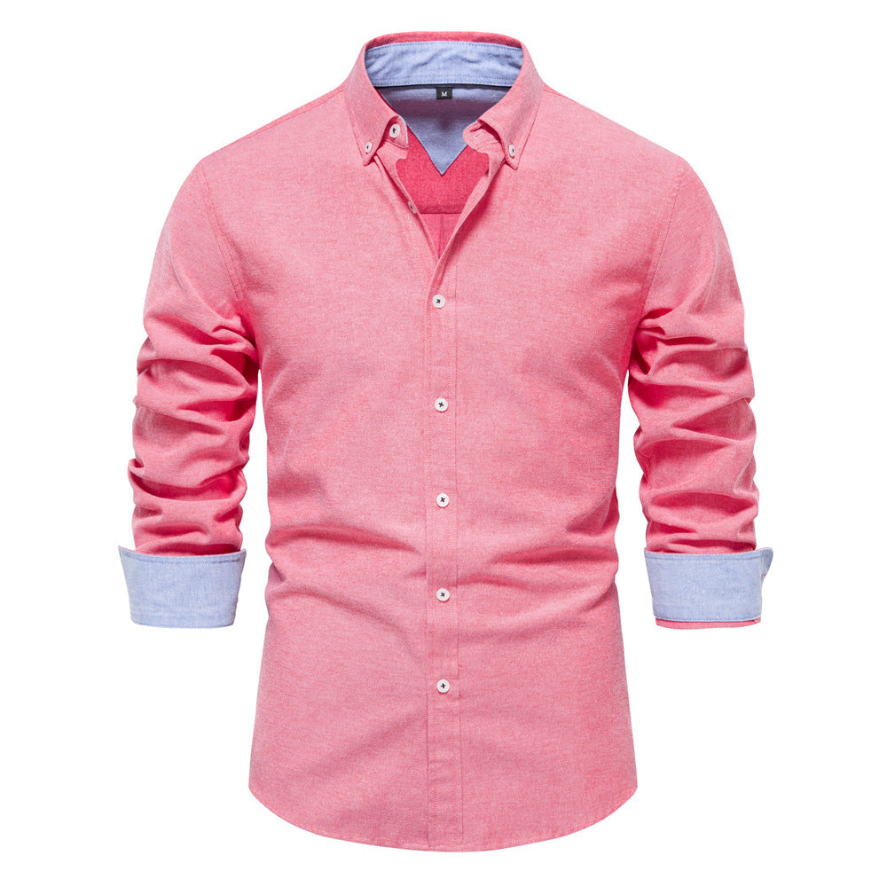 Men's Fashion Casual All-matching Solid Color Long-sleeved Top