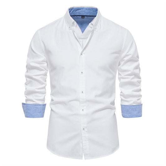 Men's Fashion Casual All-matching Solid Color Long-sleeved Top