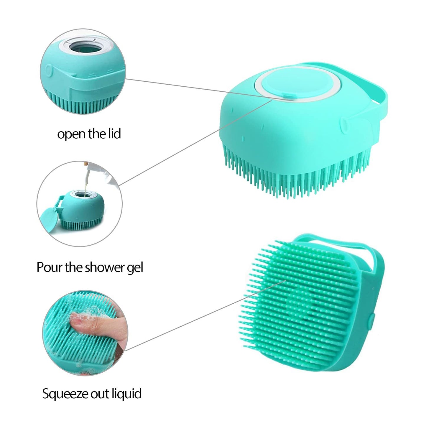 Pet Grooming Brush With Soap Dispenser For Dogs And Cats  Soft Silicone Bristles, Long Short Hair Friendly