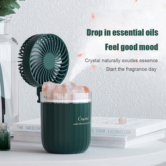 Portable Crystal Aromatheraphy Humidifier USB Wireless Aroma Essential Oil Diffuser With Adjustable Fan Warm Light Air Cooler Emko Lux