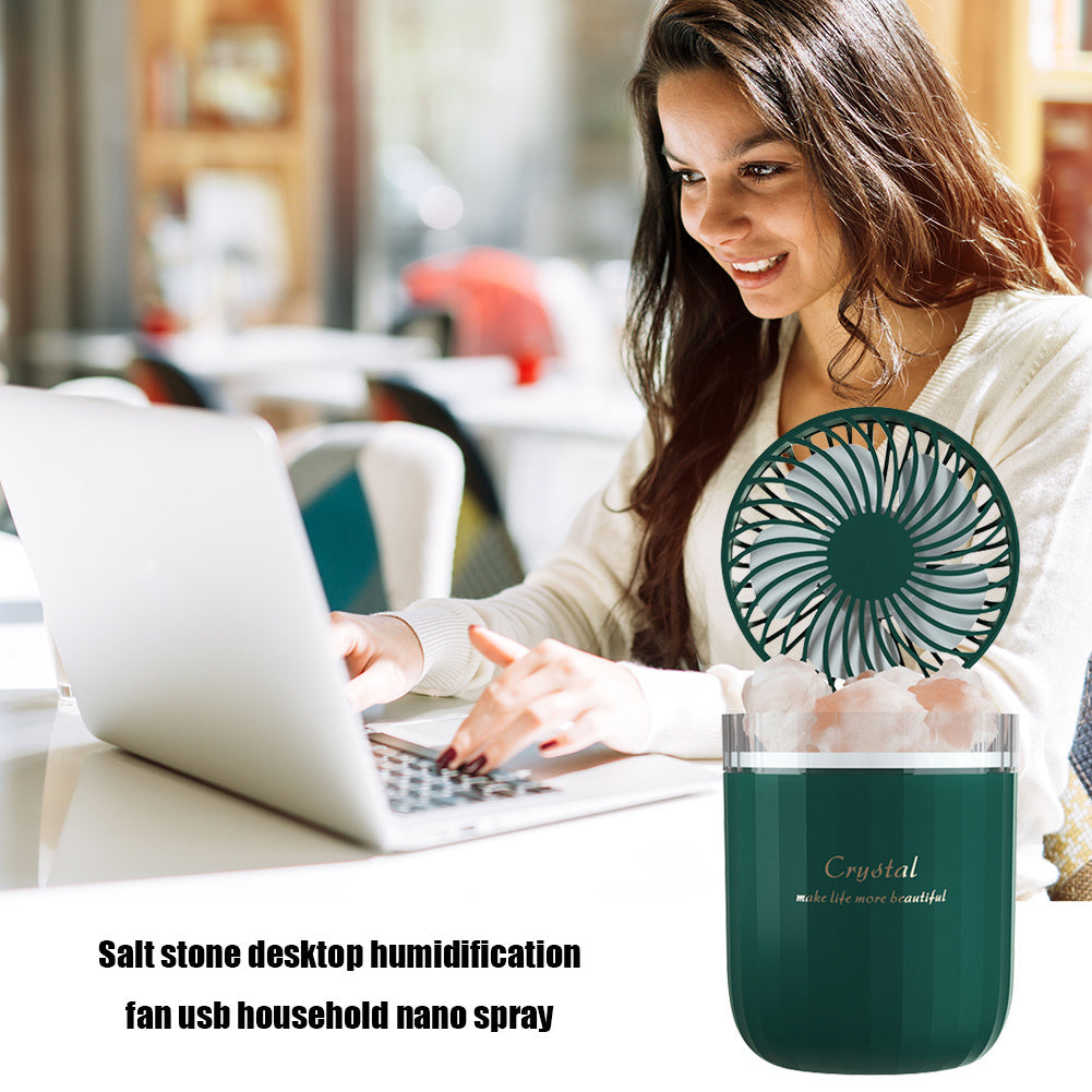 Portable Crystal Aromatheraphy Humidifier USB Wireless Aroma Essential Oil Diffuser With Adjustable Fan Warm Light Air Cooler Emko Lux