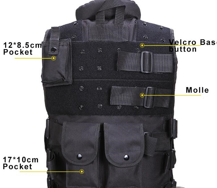 Tactical Vest Black Mens Military Hunting Vest Emko Lux