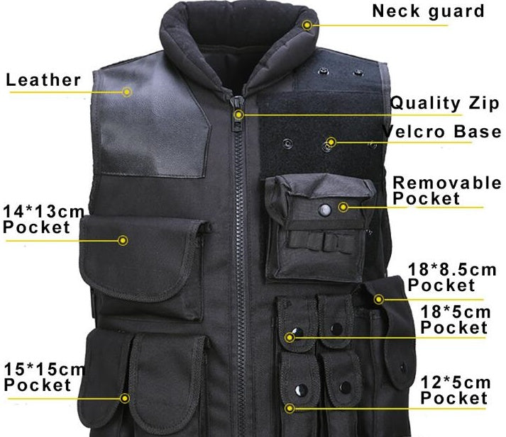 Tactical Vest Black Mens Military Hunting Vest Emko Lux