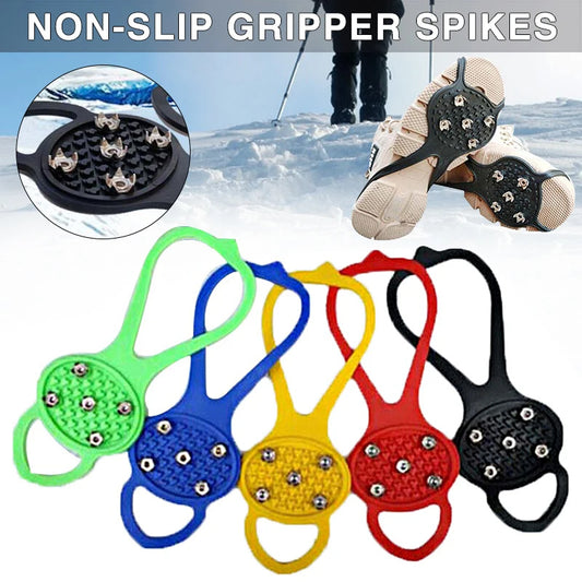 Unisex Men 5 Teeth Ice Gripper For Shoes Crampons Ice Gripper Spike Grips Cleats For Snow Studs Non-Slip Climbing Hiking Covers Emko Lux