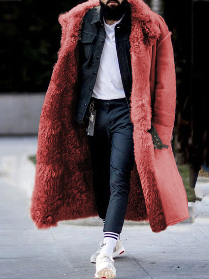 Autumn And Winter Long Thick Furry Coat Lapel Frosted Velvet Keeps Warm