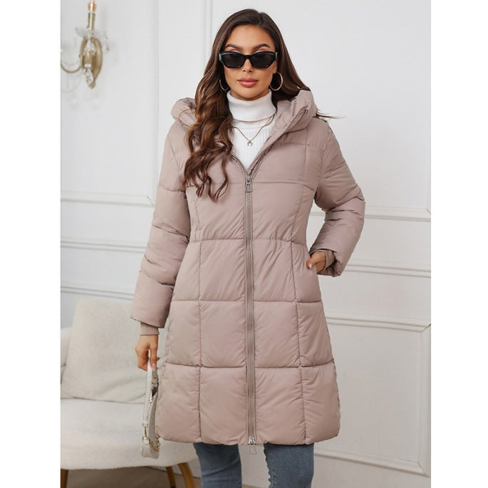 Women's Design Hooded Mid-length Thickened Coat