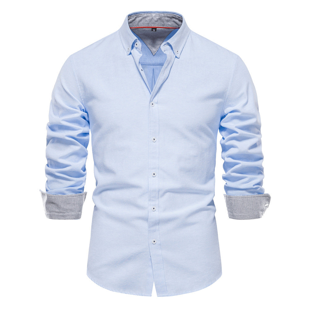 Men's Fashion Casual All-matching Solid Color Long-sleeved Top