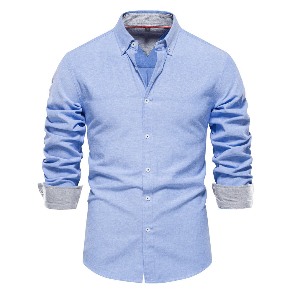 Men's Fashion Casual All-matching Solid Color Long-sleeved Top