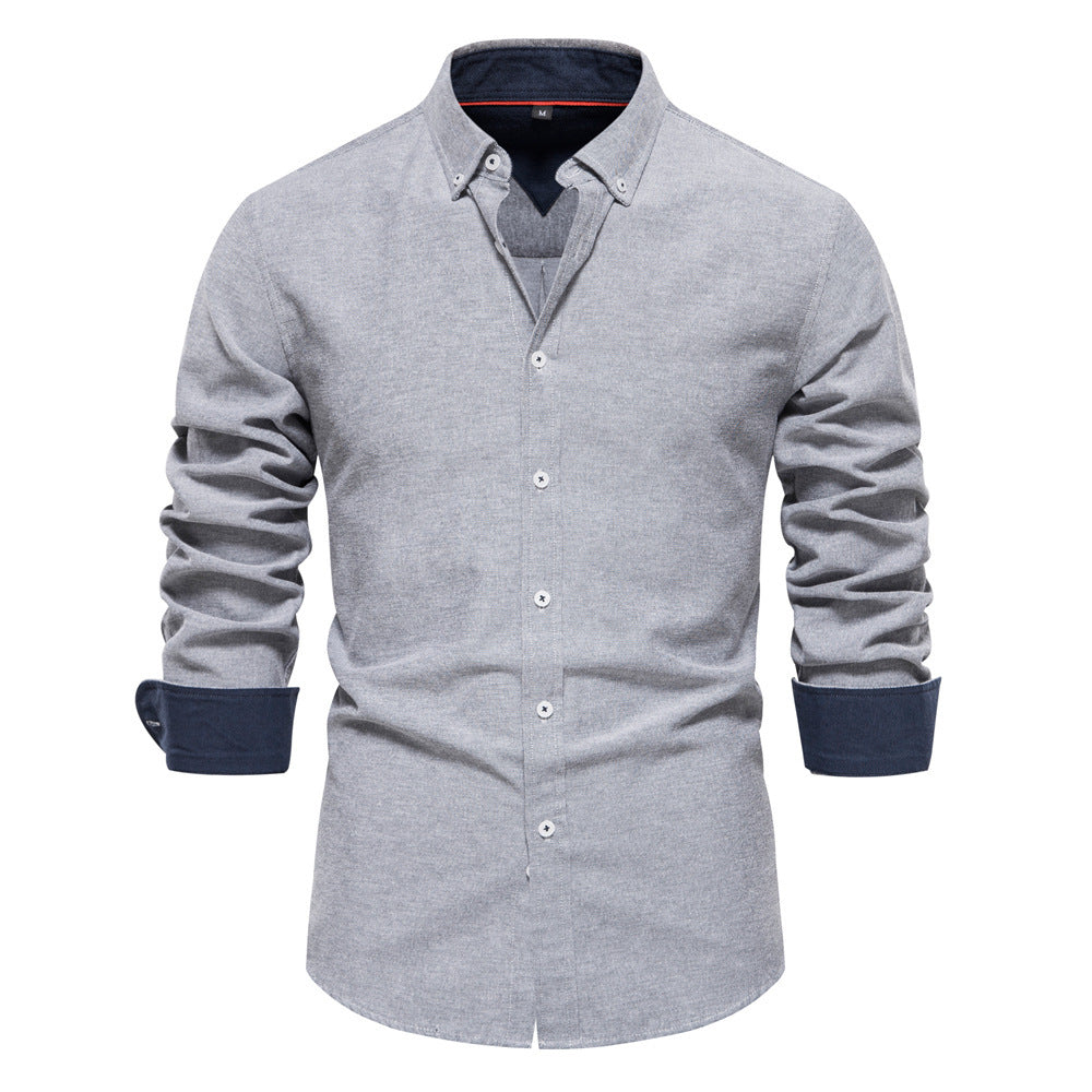 Men's Fashion Casual All-matching Solid Color Long-sleeved Top