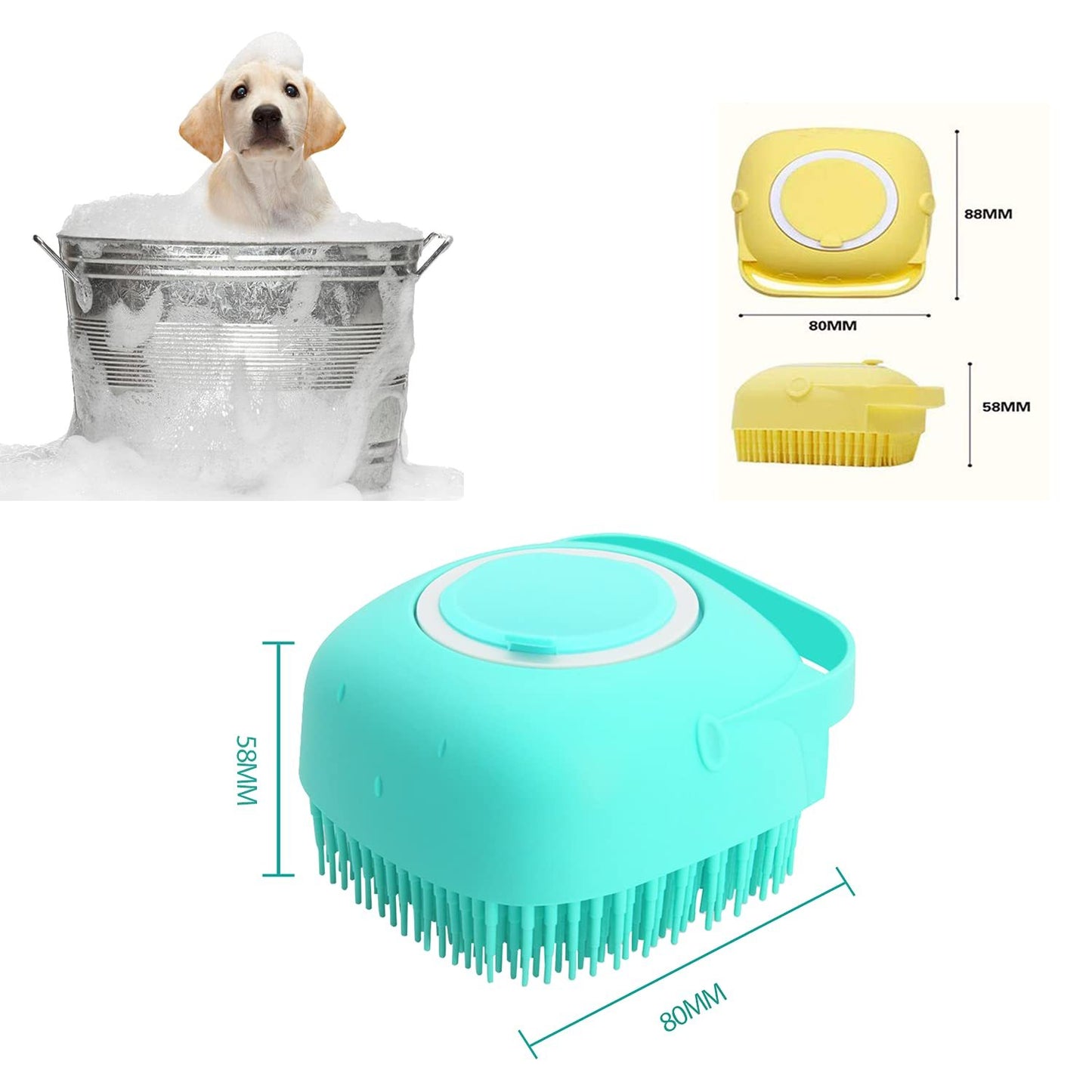 Pet Grooming Brush With Soap Dispenser For Dogs And Cats  Soft Silicone Bristles, Long Short Hair Friendly