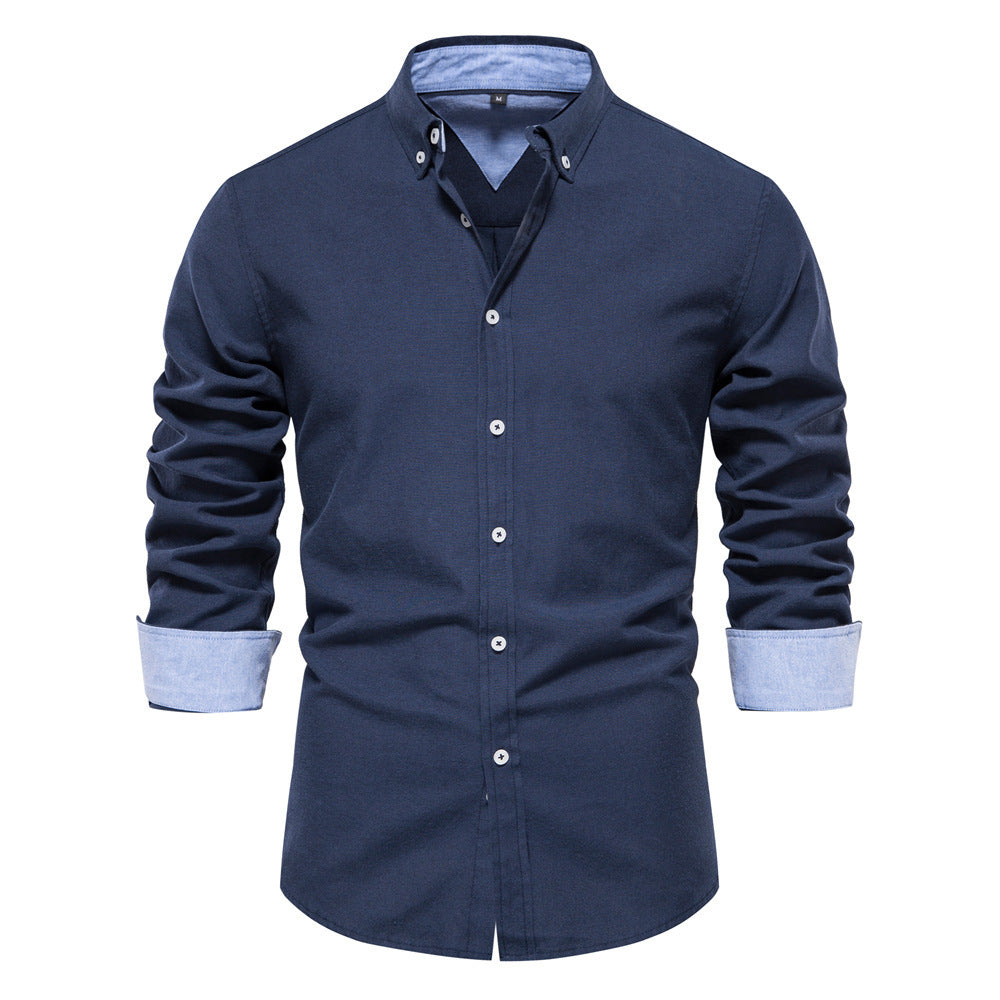 Men's Fashion Casual All-matching Solid Color Long-sleeved Top